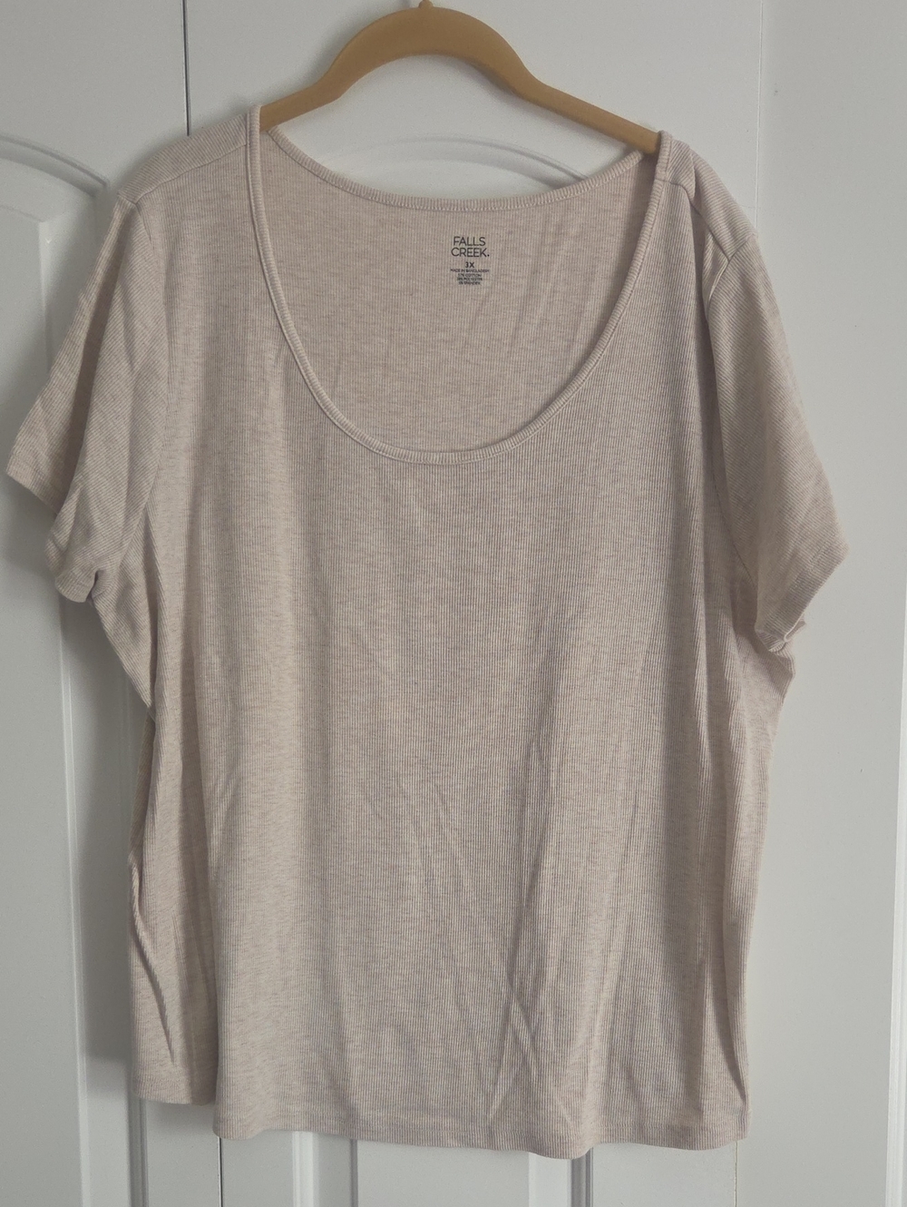 Falls Creek Scoop Neck Short Sleeve Tee in Light Beige